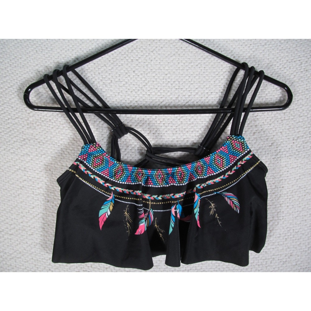 Op Ocean Pacific Swim‎ Top Tankini Womens Junior Small 3/5 Embroidered Boho